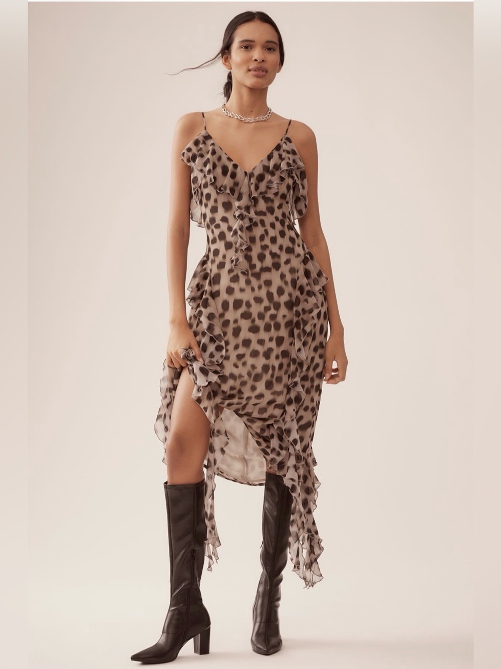 Sarah Hann Ruffled Midi Dress from Anthropologie